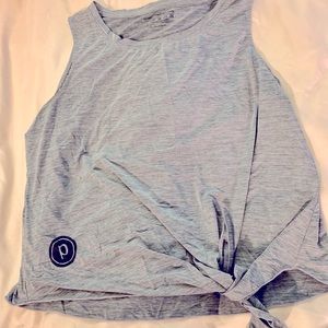 Grey Pure Barre tank with tie